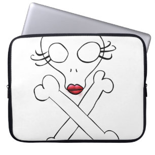 Süßer Mädchen-Alien-Totenkopf-Kreuzknochen Laptopschutzhülle