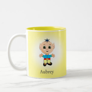 Süßer magischer Elf auf hellgelb Zweifarbige Tasse