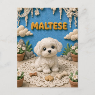 Süßer Malteser Welpe, Baby Hund Postkarte