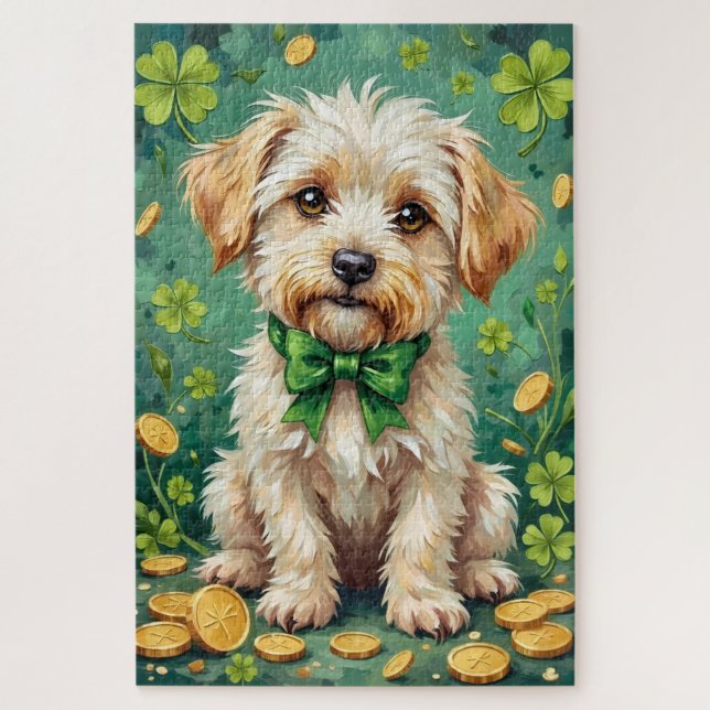 Süßer maltesischer St. Patrick’s Day Glückshund (Vertikal)