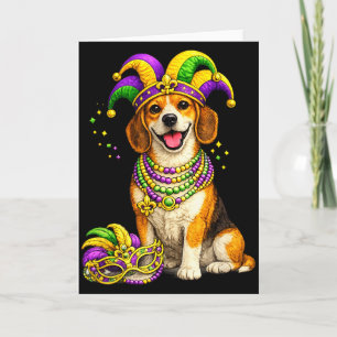 Süßer Mardi Gras themed Beagle Hund  Karte