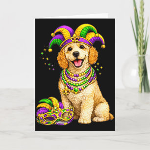 Süßer Mardi Gras themed Labradoodle Hund  Karte