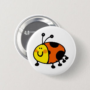 Süßer Marienkäfer-Cartoon für Kinder und Naturlieb Button