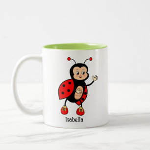Süßer Marienkäfer und Herz  Zweifarbige Tasse
