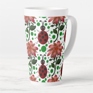 Süßer Marienkäfer und rosa Blumenmuster Handgeze Milchtasse
