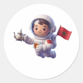 Süßer marokkanischer Astronaut Kawaii 3D Aufkleber