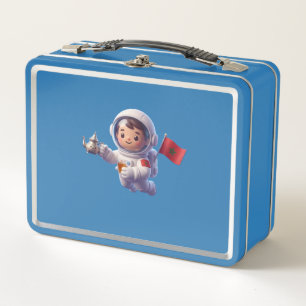 Süßer marokkanischer Astronaut Kawaii 3D Aufkleber Metall Brotdose