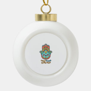 Süßer marokkanischer Kawaii-Hamsa-Hamsa-Hand-Aufkl Keramik Kugel-Ornament