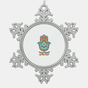 Süßer marokkanischer Kawaii-Hamsa-Hamsa-Hand-Aufkl Schneeflocken Zinn-Ornament