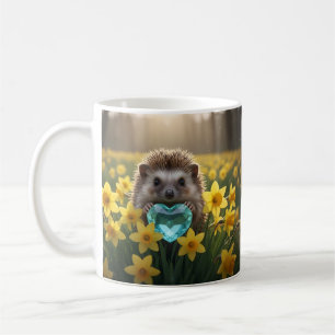 Süßer März-Igel mit Aquamarin-Herz Kaffeetasse