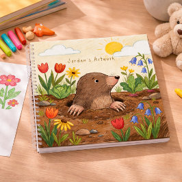 Süßer Maulwurf im Blumengarten Kinder-Skizzenbuch Notizbuch