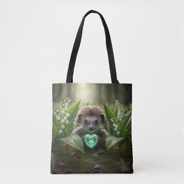 Süßer May-Igel mit Smaragd-Herz Tasche (Vorderseite)