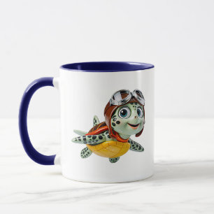 Süßer Meeresschildkröten-Aviator-Flieger-Charakter Tasse
