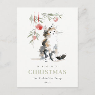 Süßer Meowy Weihnachtsbaum-Katzen-Firmenlogo Feiertagspostkarte