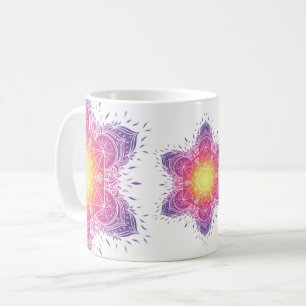 Süßer Metatron-Würfel-Mandala in warmen Farben Kaffeetasse