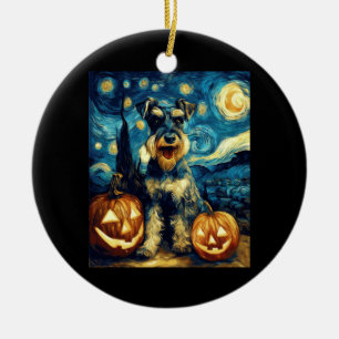 Süßer Miniaturschnauzer-Hund Halloween Jack O Lant Keramik Ornament