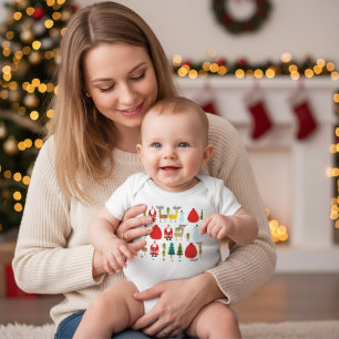 Süßer minimalistischer Weihnachts-Santa-Rentier-Bo Baby Strampler