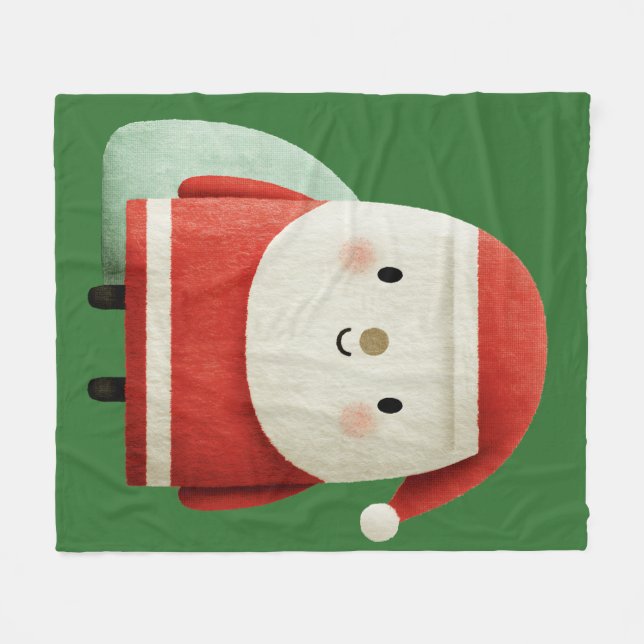 Süßer minimalistischer Weihnachtsmann Fleecedecke (Vorderseite (Horizontal))