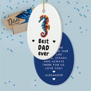 Süßer moderner bester Vater aller Zeiten blauer Se Keramik Ornament