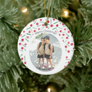 Süßer Moderner Boho-Weihnachts-Lutscher Ein Foto Keramik Ornament