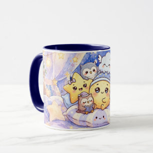 Süßer Mondstern und Eulen-Schlafenszeit-Wasserfarb Tasse