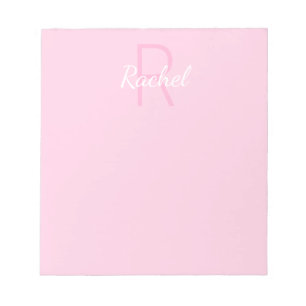 Süßer monogrammierter Mädchenname Rosa & Weiß Notizblock