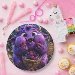 Süßer Monster-Fantasy-Waldkunst Berry Bandit Pappteller