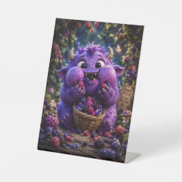 Süßer Monster Fantasy Waldkunst Berry Bandit Sockelschild
