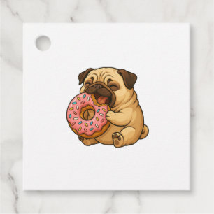 Süßer Mops-Donut-Cartoon lustig munchierend Geschenkanhänger