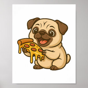 Süßer Mops-Donut-Cartoon lustig munchierend Poster