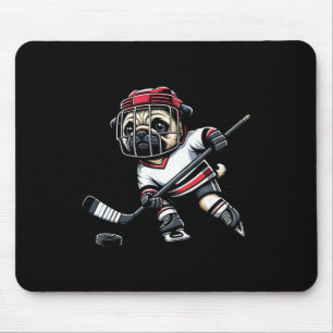 Süßer Mops-Hockeyspieler-Hund für Männer Frauen Mä Mousepad