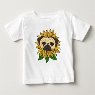 Süßer Mops-Hund in einer Sonnenblume Baby T-shirt