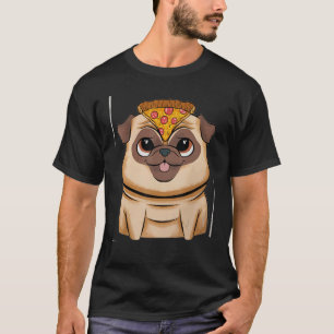Süßer Mops-Hund-Welpe Pizza-Stück Haustier-Box T-Shirt
