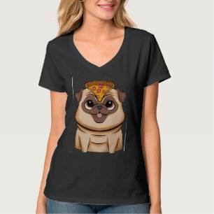 Süßer Mops-Hund-Welpe Pizza-Stück Haustier-Box T-Shirt