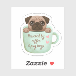 süßer Mops in einer Kaffeetasse Sticker 