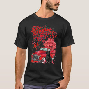 Süßer Mops-LKW Valentinstag Liebe Baum Hunde Herze T-Shirt