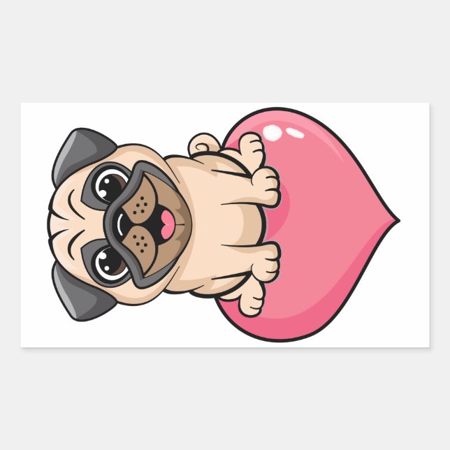 Süsser Mops Rechteckiger Aufkleber (Vorderseite)