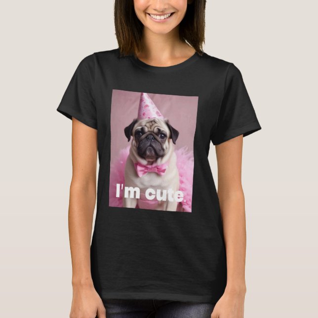Süßer Mops Rosa T-Shirt (Vorderseite)