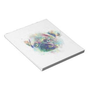 Süßer Mops-Welpe Aquarell-Spritzer Farbe Notizblock