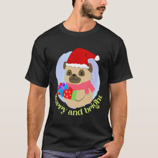 Süßer Mops-Welpe mit Weihnachtsmütze bekam Weihnac T-Shirt