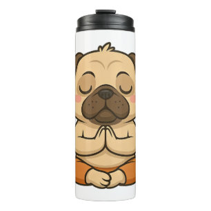 Süßer Mops-Yoga-Meditations-Erholungs-Cartoon Thermosbecher
