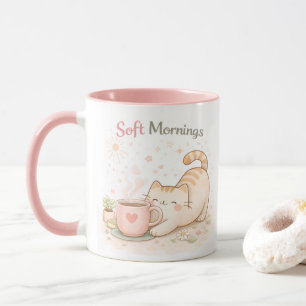 Süßer Morgen Kawaii Niedliche Katze Kaffee Süß Ros Tasse