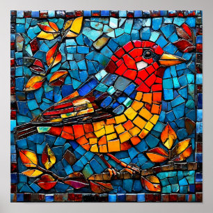 Süßer Mosaikvogel Poster