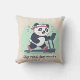 Süßer motivierender Panda auf dem Laufband Kissen