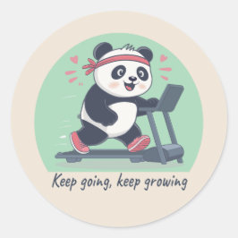 Süßer motivierender Panda auf dem Laufband Runder Aufkleber