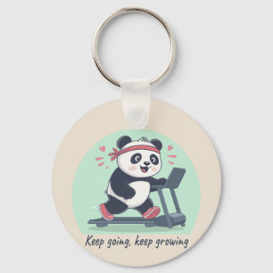Süßer motivierender Panda auf dem Laufband Schlüsselanhänger