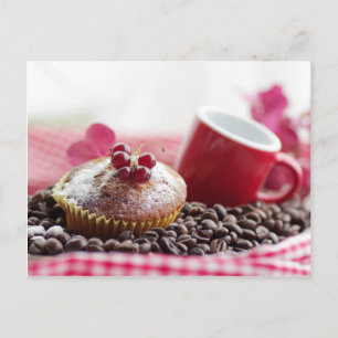 Süßer Muffin und feiner Kaffee Postkarte