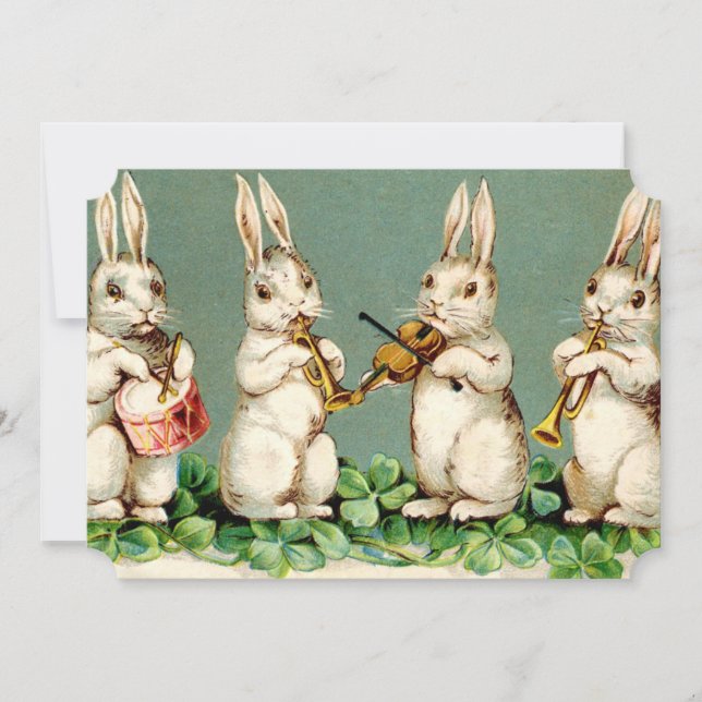 Süßer musikalischer Häschen-Ostern-Brunch Einladung (Vorderseite)