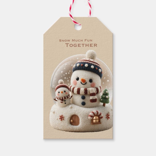 Süßer nadelgefilzter Schneemann-Schneekugel-Anhäng Geschenkanhänger (Vorderseite)