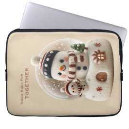 Süßer nadelgefilzter Schneemann-Schneekugel-Laptop Laptopschutzhülle